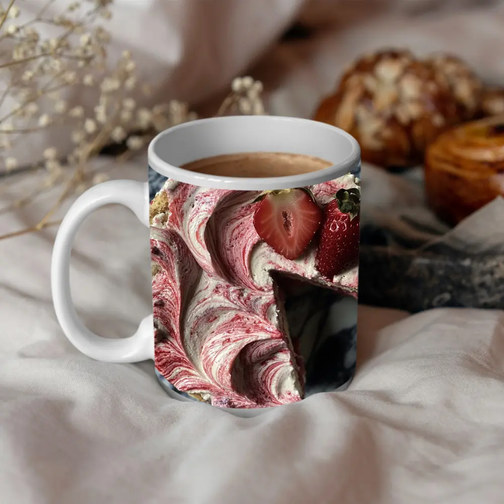 Strawberry Swirl Cheesecake Marble Background – Mugs