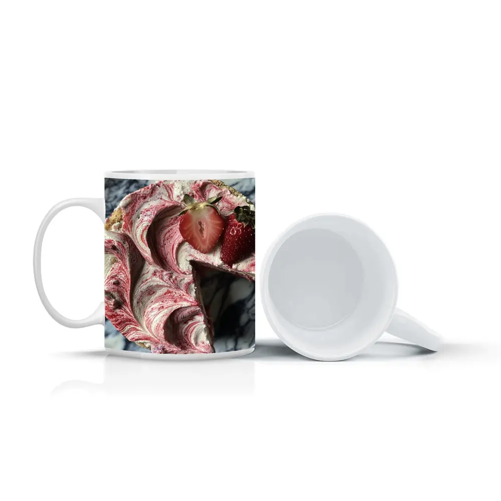 Strawberry Swirl Cheesecake Marble Background – Mugs