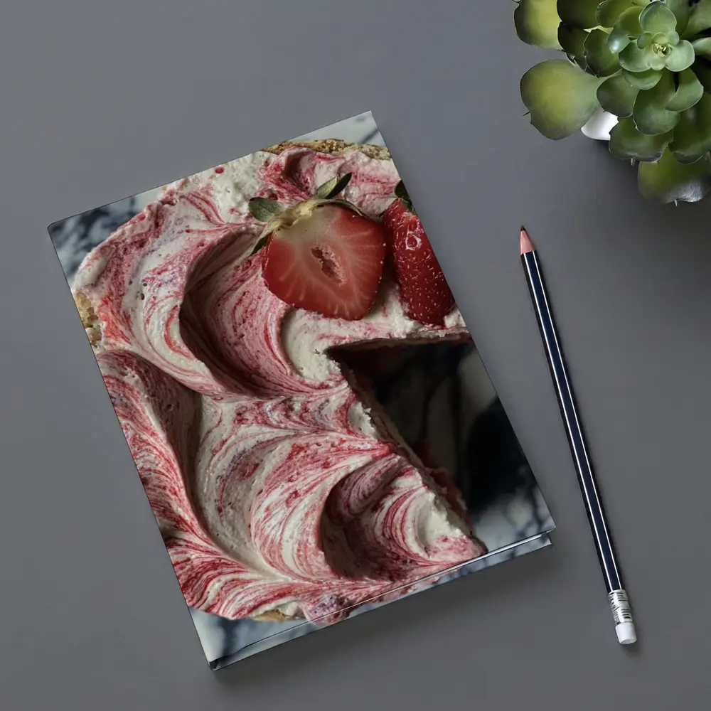 Strawberry Swirl Cheesecake Marble Background – Notebooks
