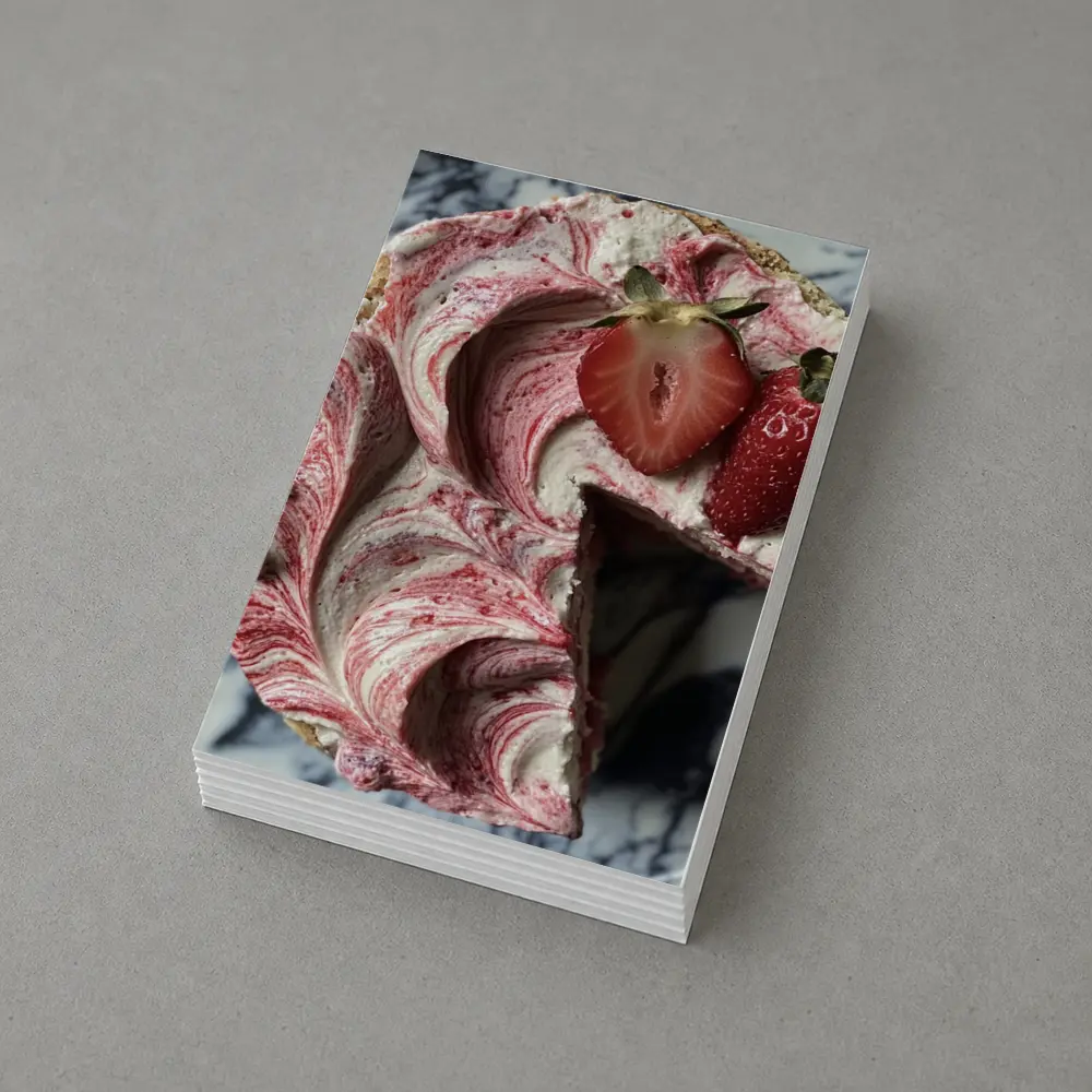 Strawberry Swirl Cheesecake Marble Background – Postcards