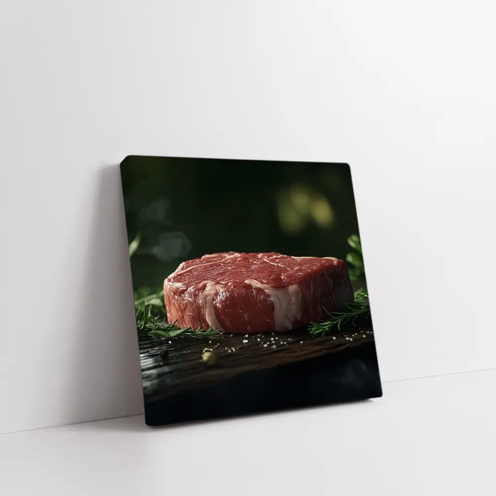 Raw Beef Filet on Dark Wooden Board – Wall Art