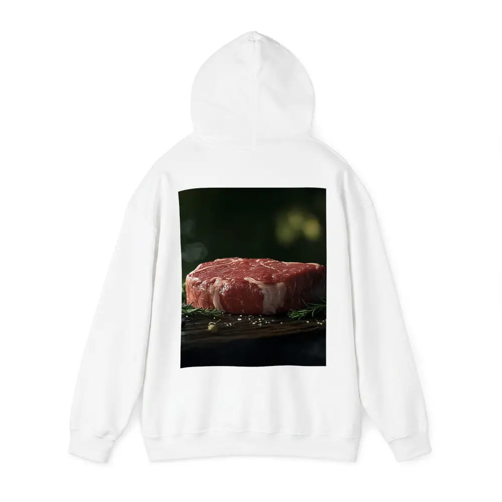 Raw Beef Filet on Dark Wooden Board – Hoodies