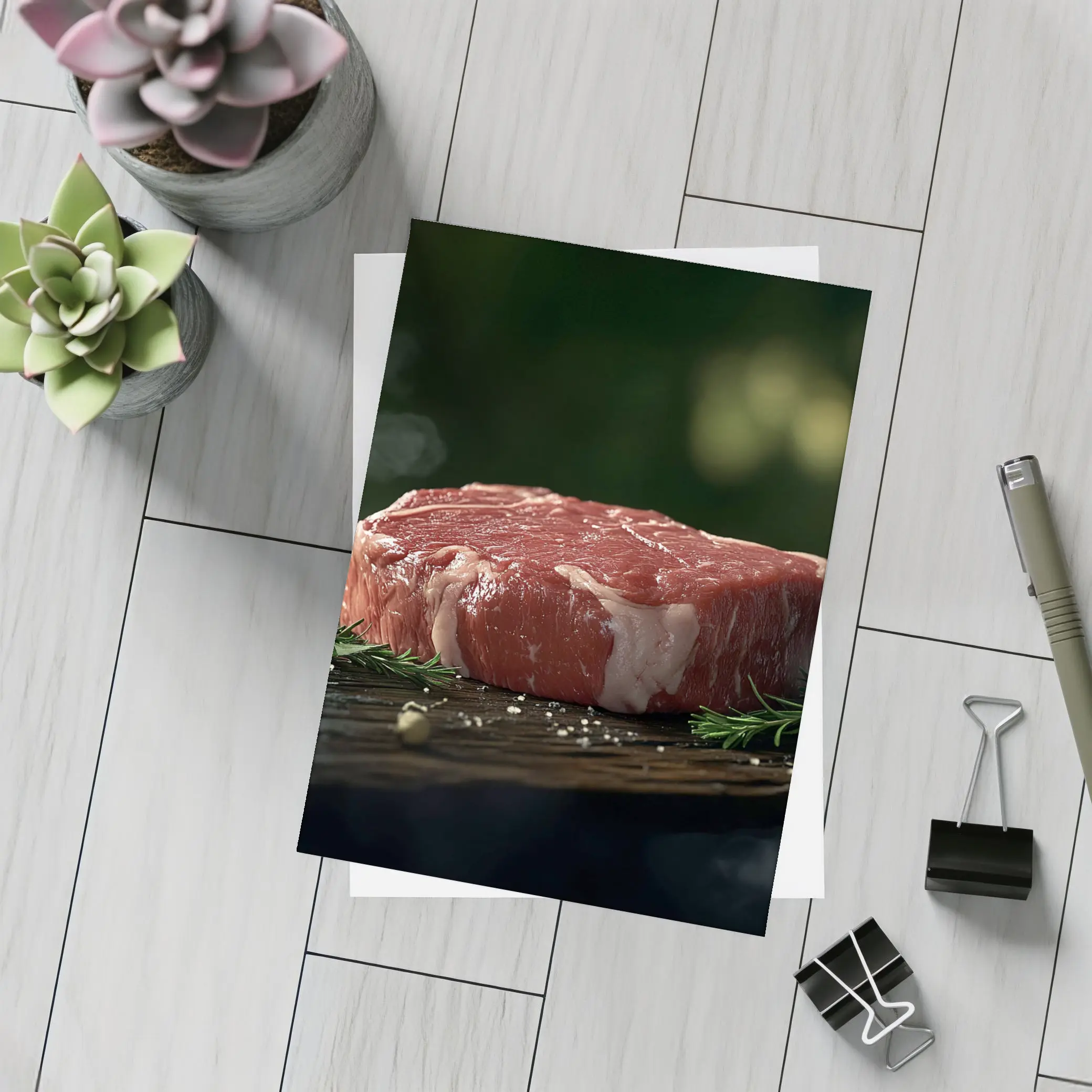 Raw Beef Filet on Dark Wooden Board – Postcards