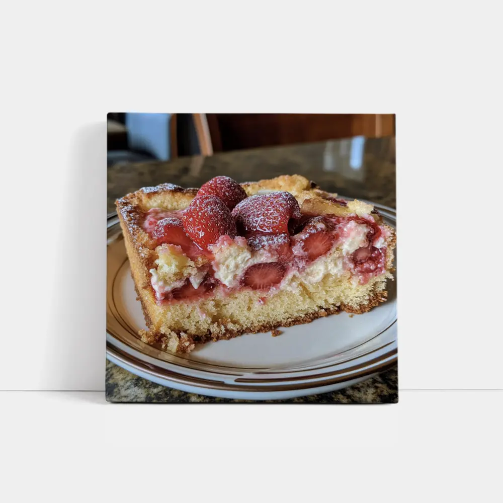 Strawberry Cream Cake Slice On Plate – Wall Art