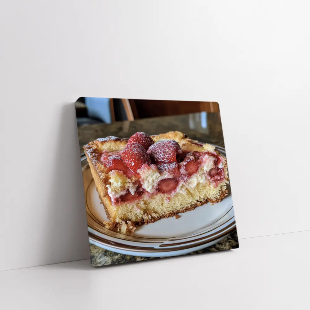 Strawberry Cream Cake Slice On Plate – Wall Art