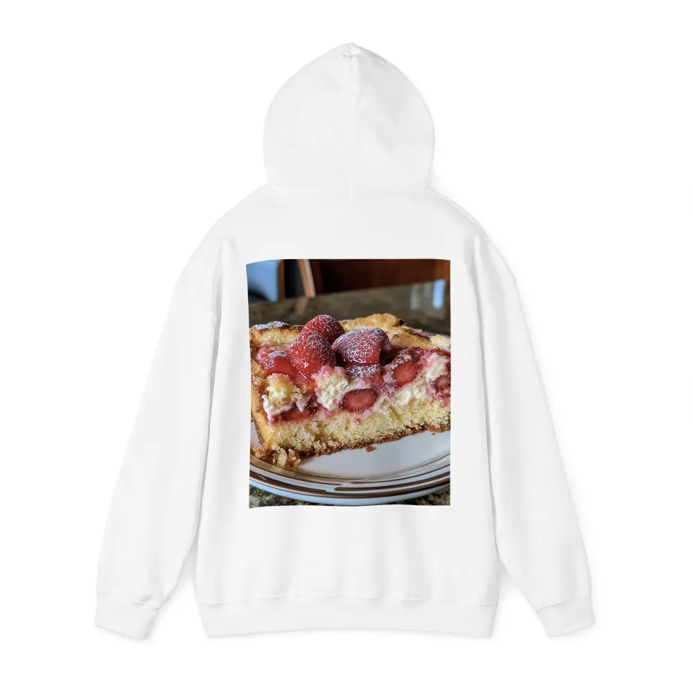 Strawberry Cream Cake Slice On Plate – Hoodies