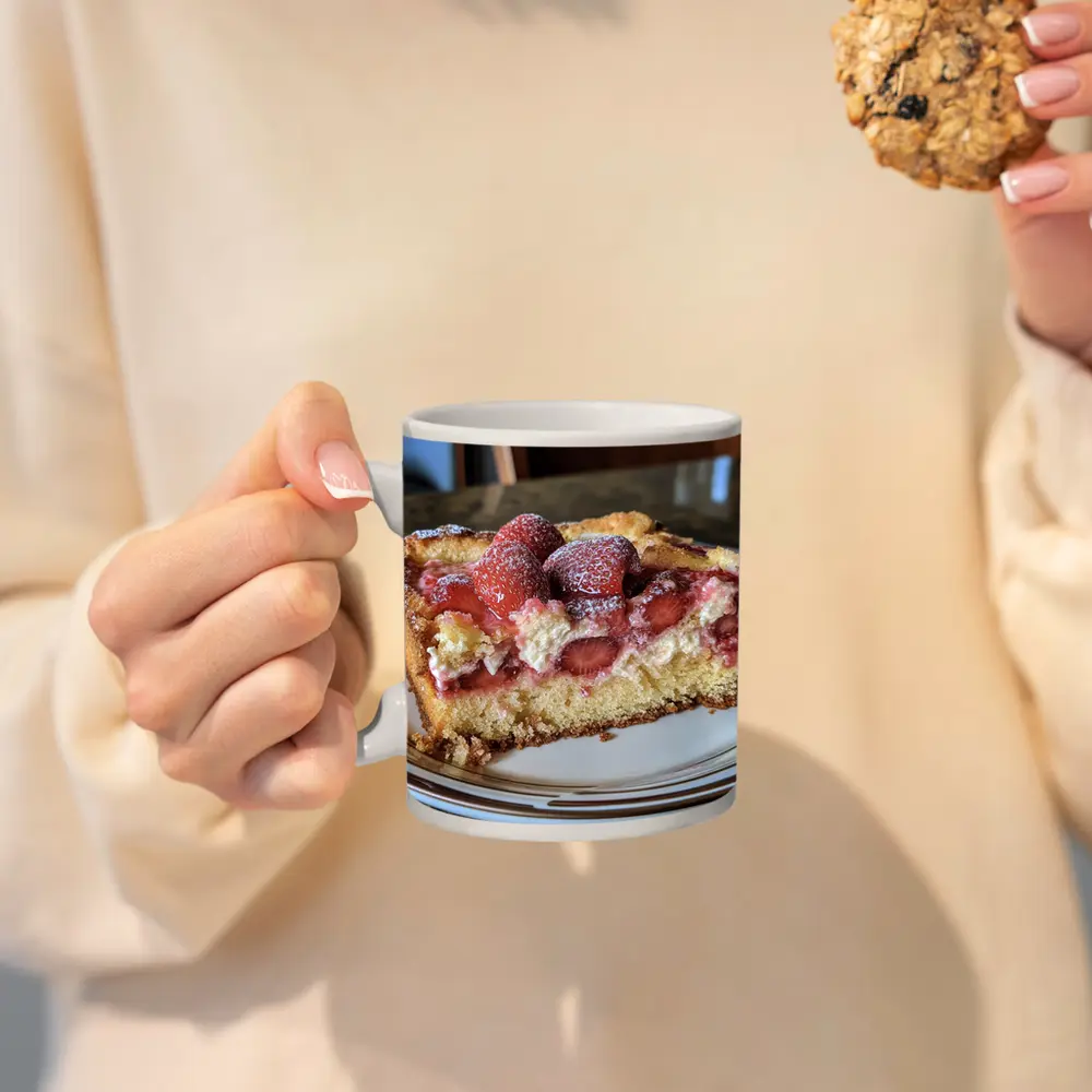 Strawberry Cream Cake Slice On Plate – Mugs