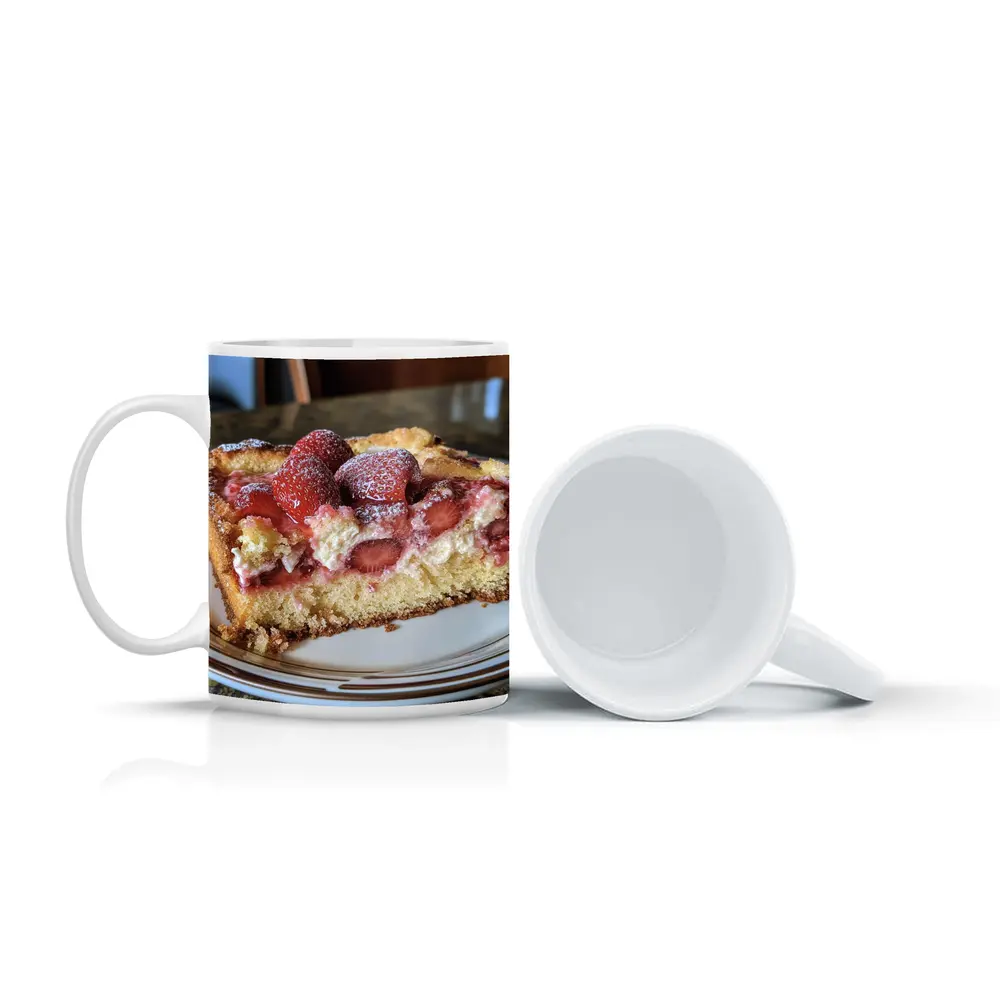 Strawberry Cream Cake Slice On Plate – Mugs