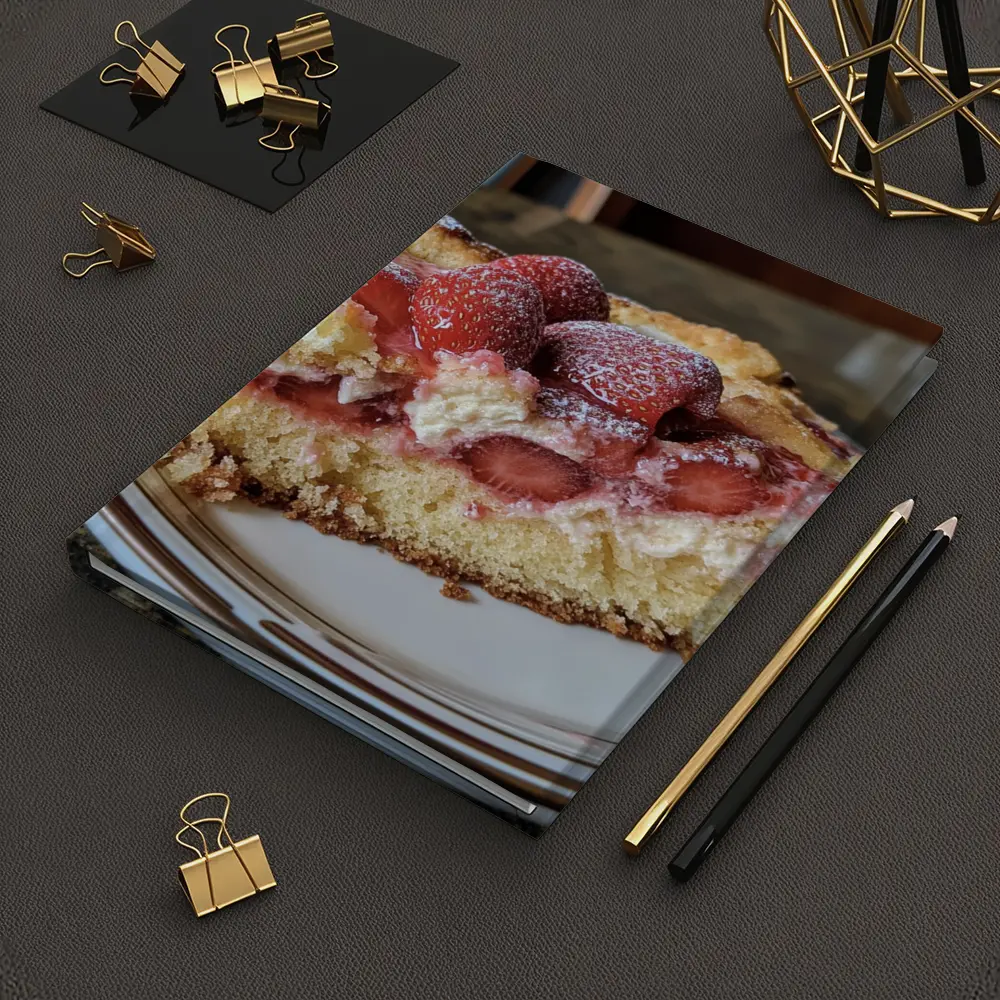 Strawberry Cream Cake Slice On Plate – Notebooks