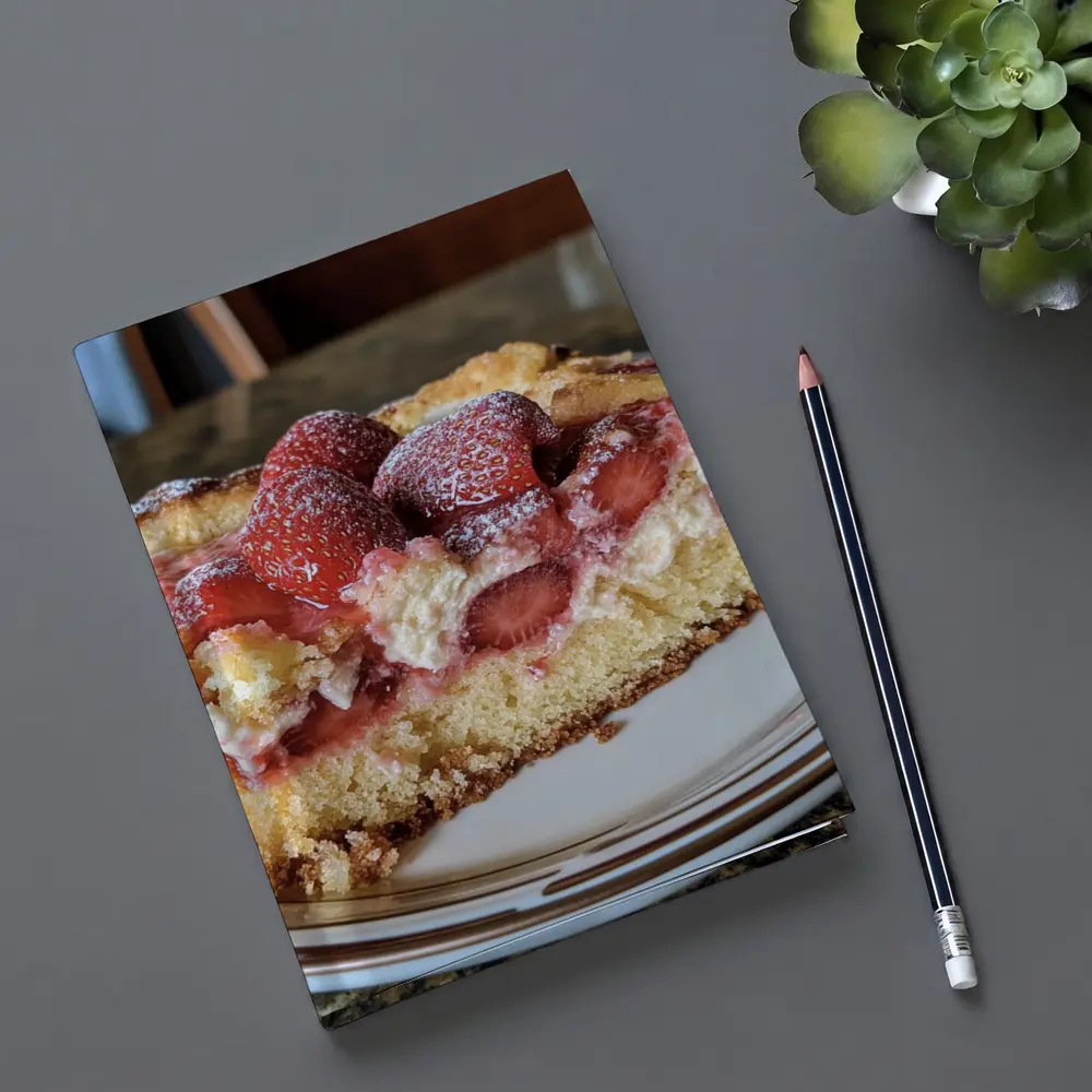 Strawberry Cream Cake Slice On Plate – Notebooks