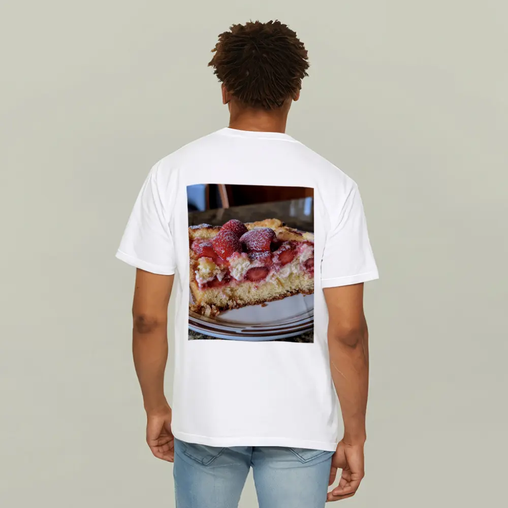 Strawberry Cream Cake Slice On Plate – T-Shirts
