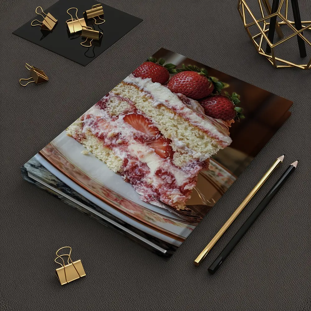 Strawberry Cream Cake Slice Floral Plate – Notebooks