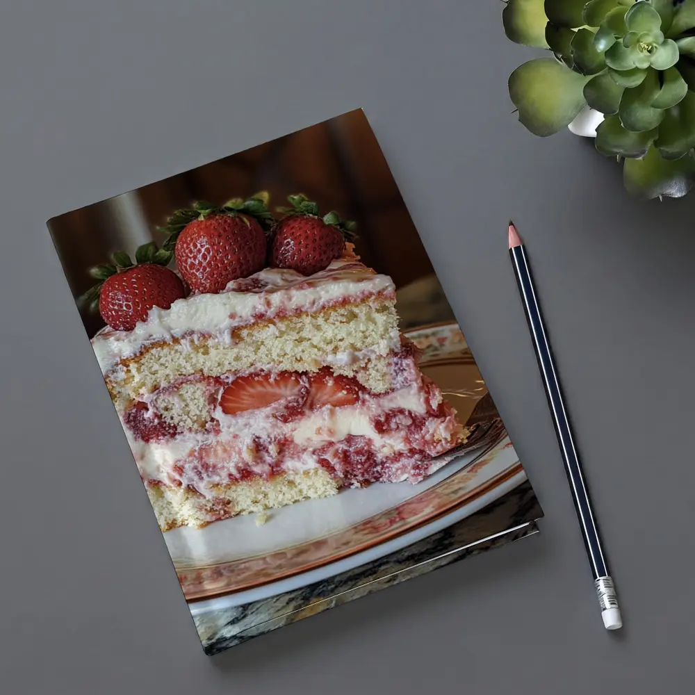 Strawberry Cream Cake Slice Floral Plate – Notebooks