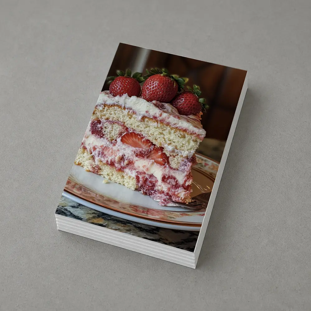 Strawberry Cream Cake Slice Floral Plate – Postcards