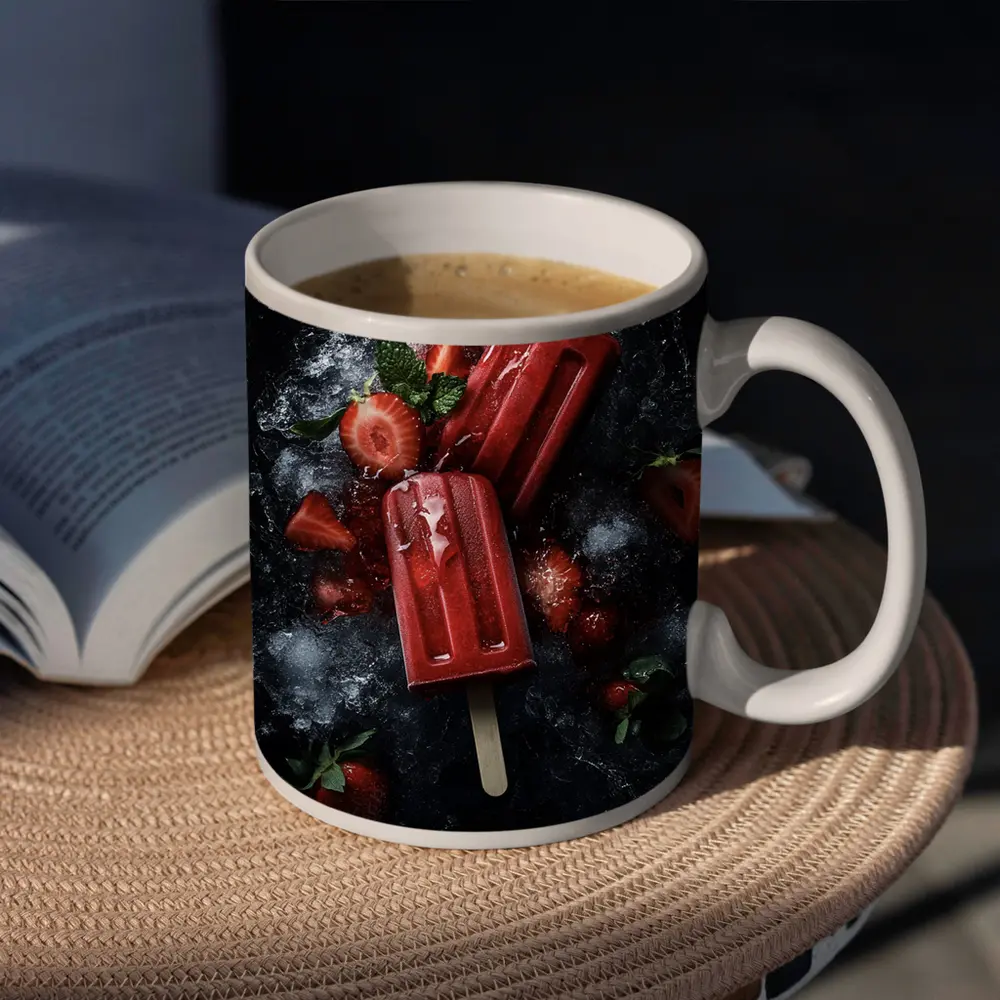 Strawberry Ice Pops Dark Moody Background – Mugs