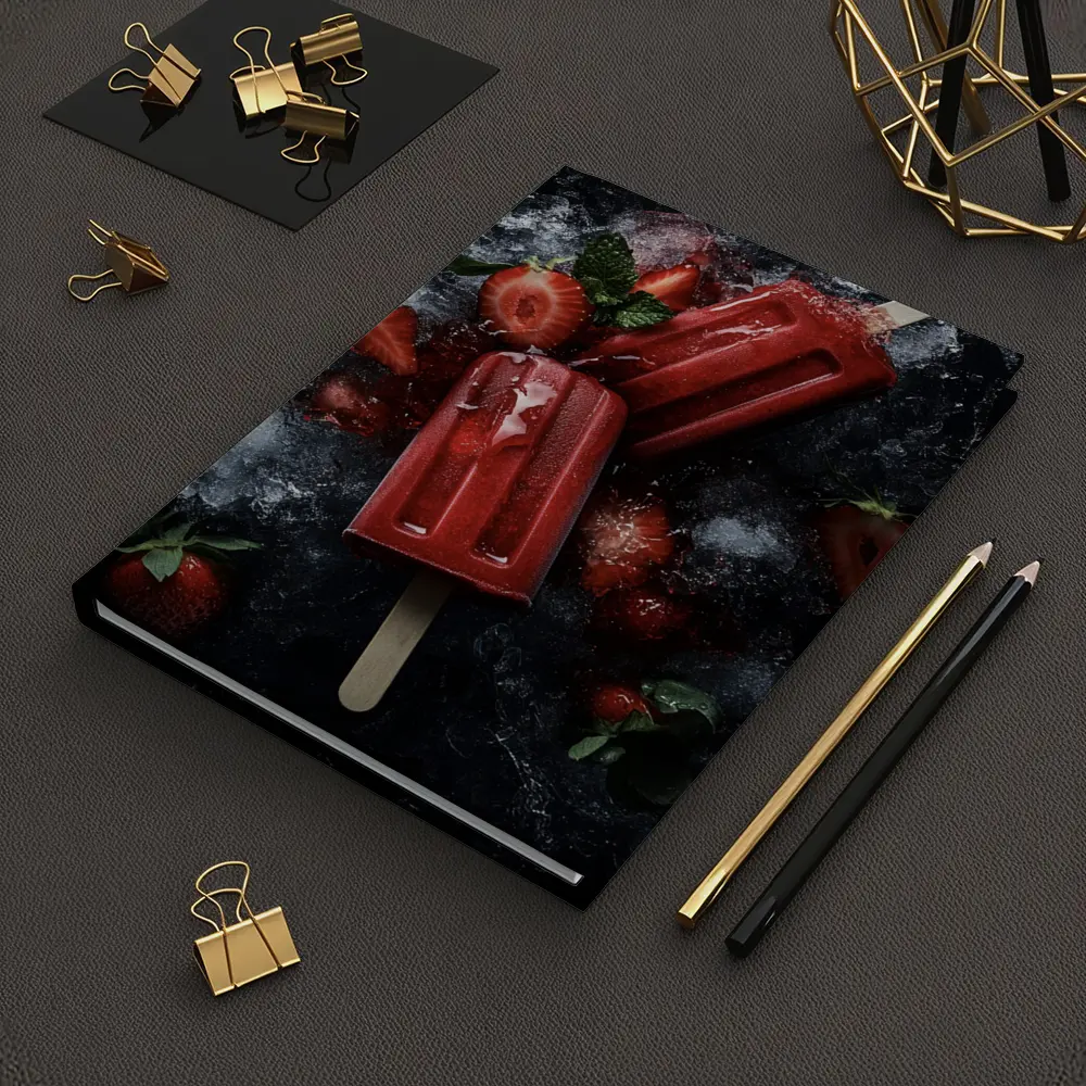 Strawberry Ice Pops Dark Moody Background – Notebooks