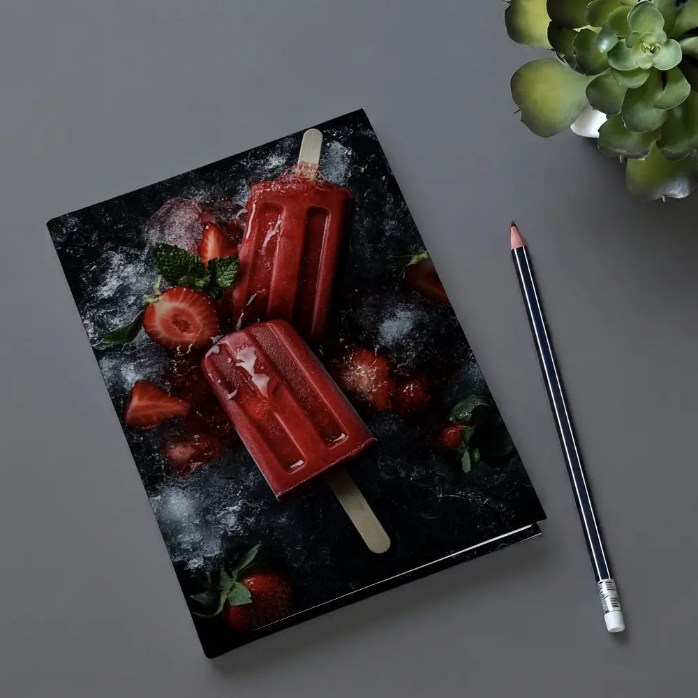 Strawberry Ice Pops Dark Moody Background – Notebooks