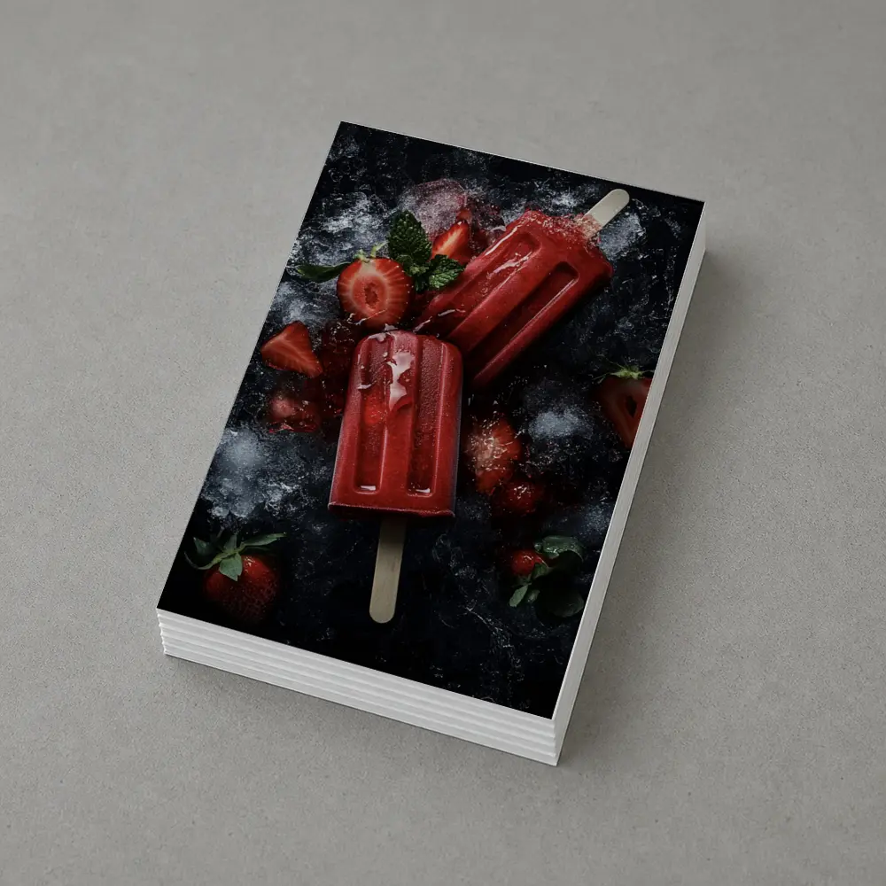 Strawberry Ice Pops Dark Moody Background – Postcards