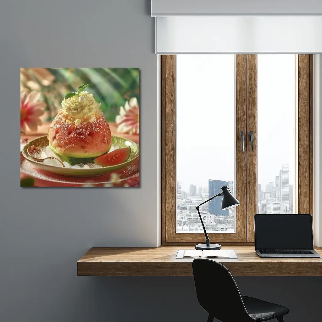 Guava Sorbet Dessert Tropical Floral Background – Wall Art