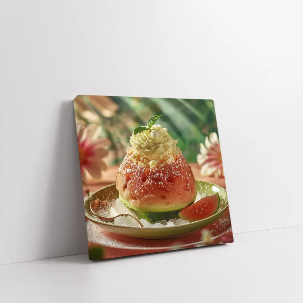 Guava Sorbet Dessert Tropical Floral Background – Wall Art