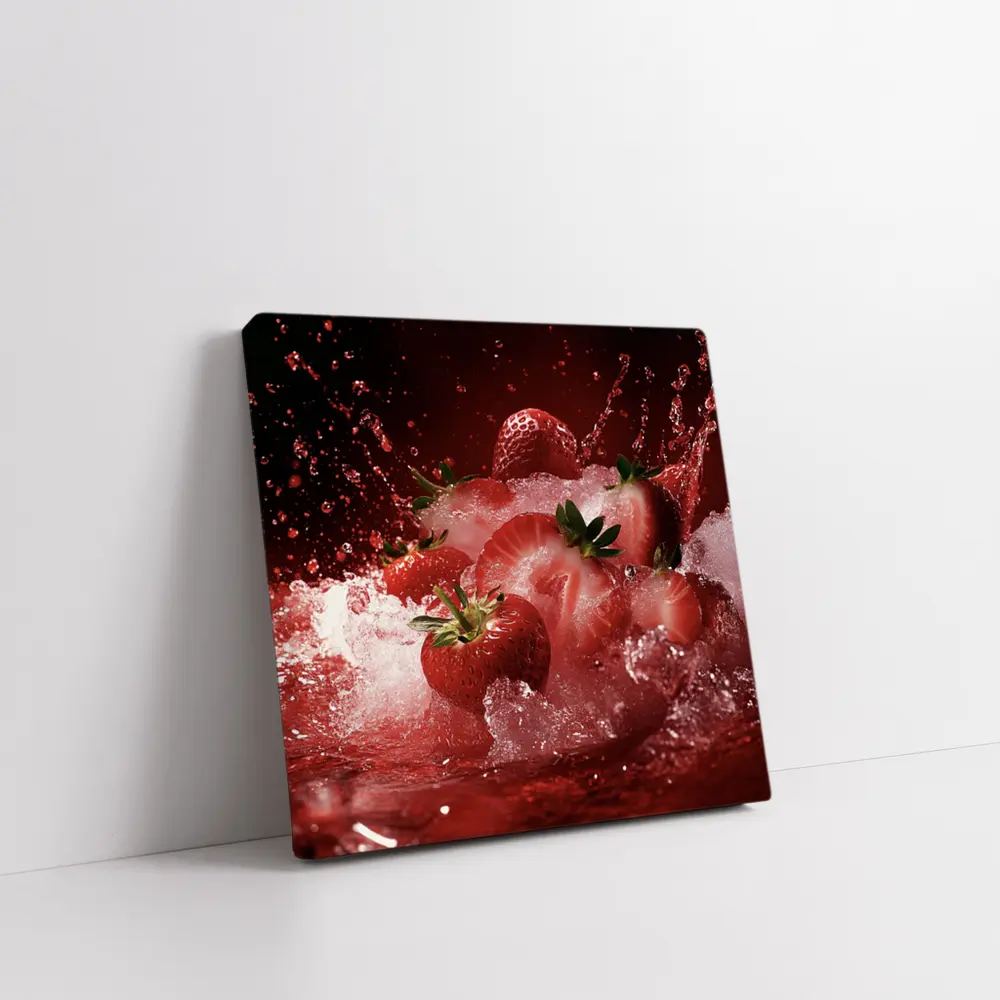 Fresh Strawberries Splashing in Red Juice – Wall Art