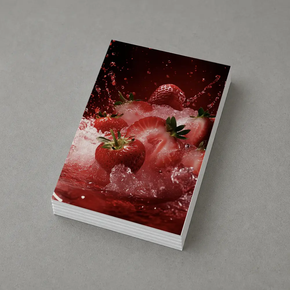 Fresh Strawberries Splashing in Red Juice – Postcards