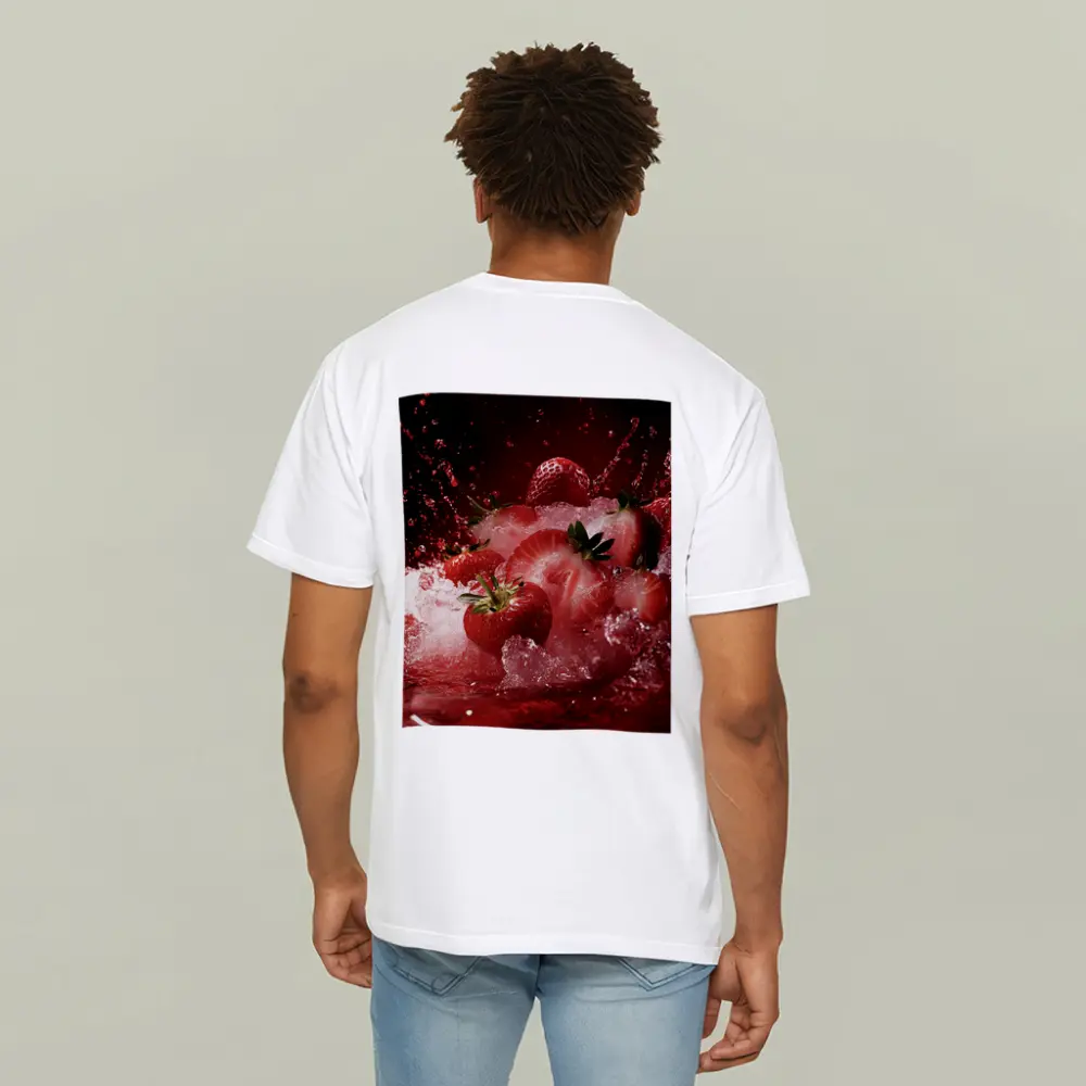 Fresh Strawberries Splashing in Red Juice – T-Shirts