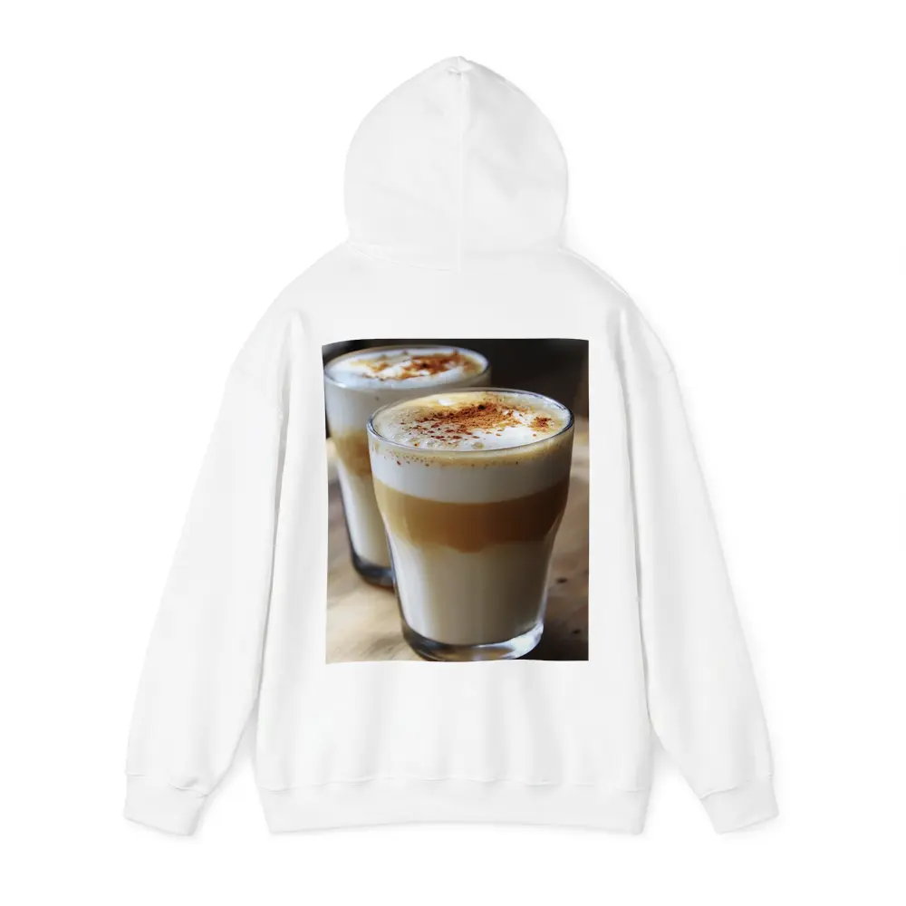 Layered Latte Coffee Glasses On Wood Table – Hoodies