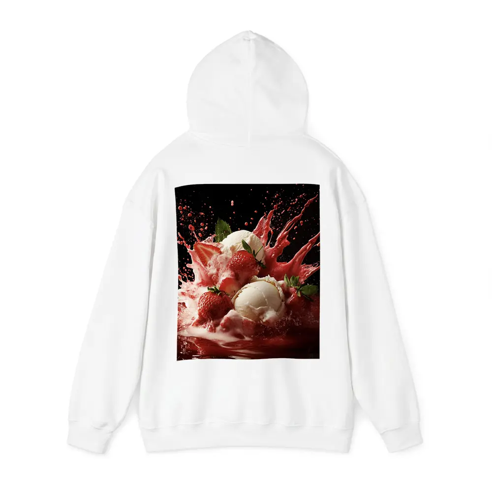 Vanilla Ice Cream Strawberry Splash Dark Background – Hoodies