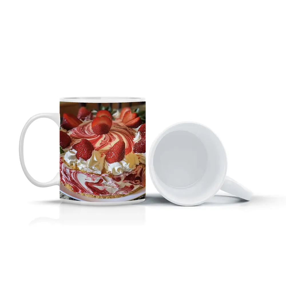 Strawberry Swirl Cheesecake With Whipped Cream – Mugs