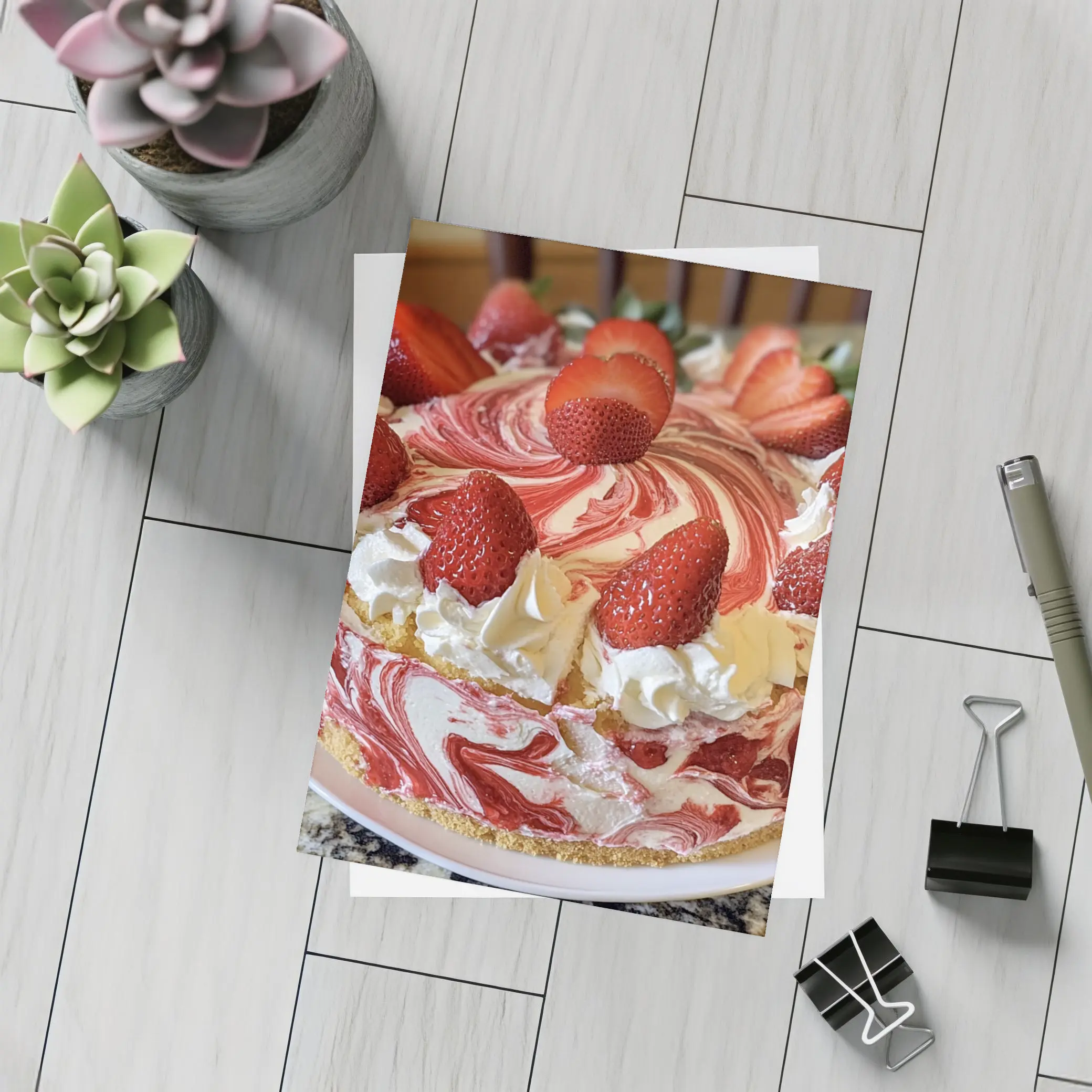 Strawberry Swirl Cheesecake With Whipped Cream – Postcards