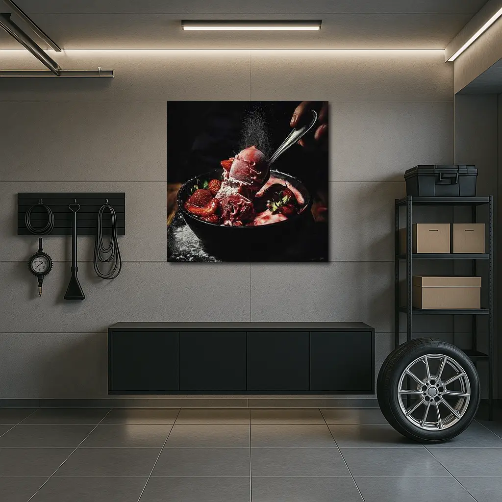 Strawberry Ice Cream Bowl Dark Moody – Wall Art