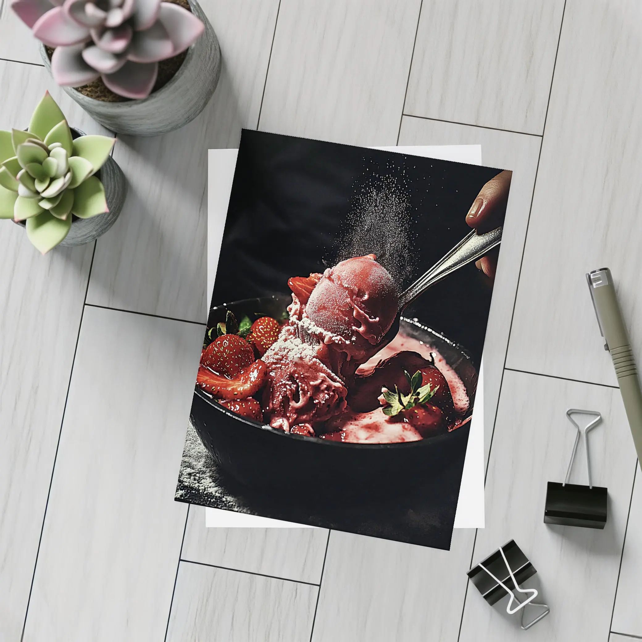 Strawberry Ice Cream Bowl Dark Moody – Postcards