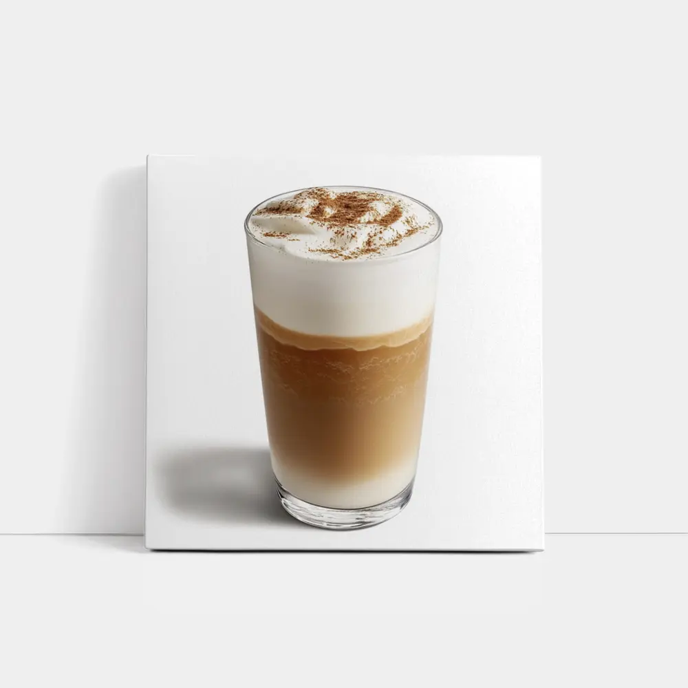 Layered Latte Coffee Drink White Background – Wall Art