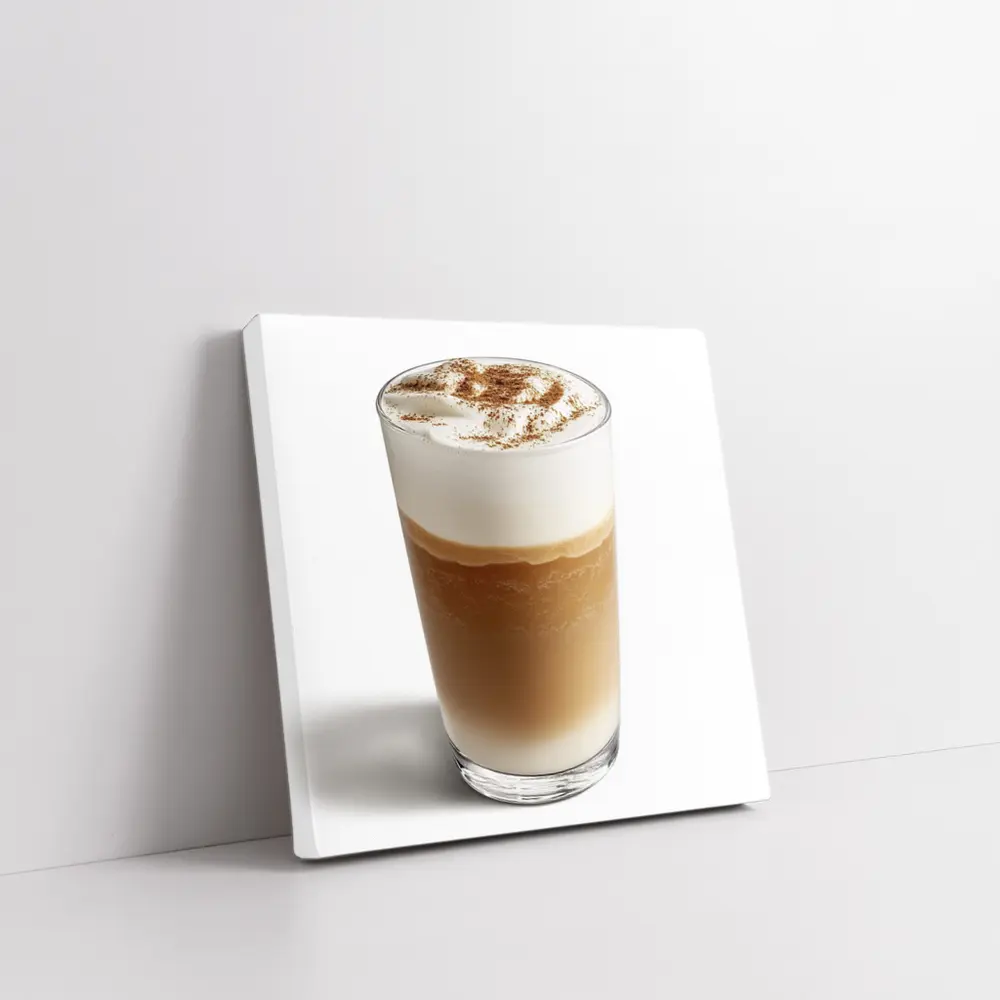 Layered Latte Coffee Drink White Background – Wall Art