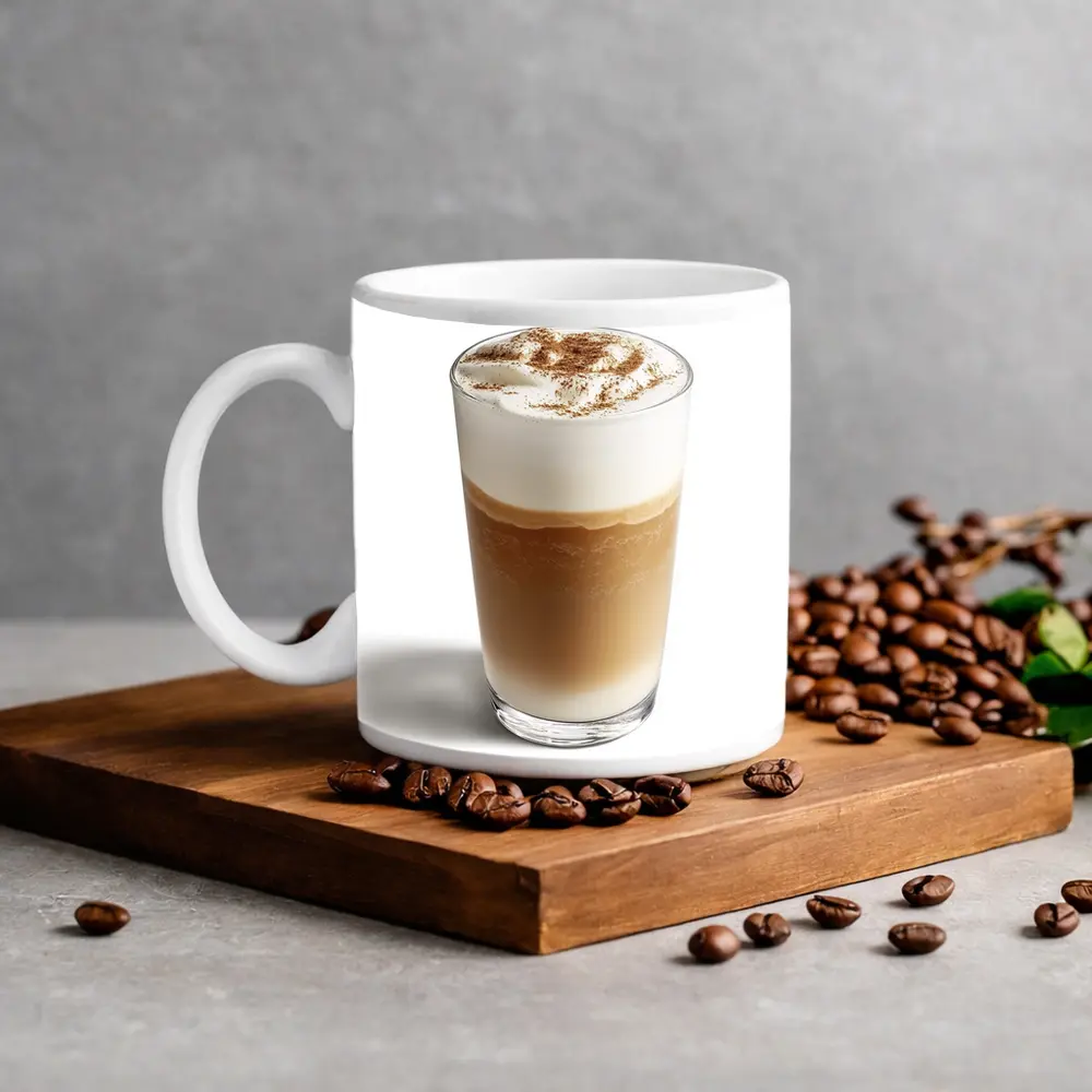 Layered Latte Coffee Drink White Background – Mugs