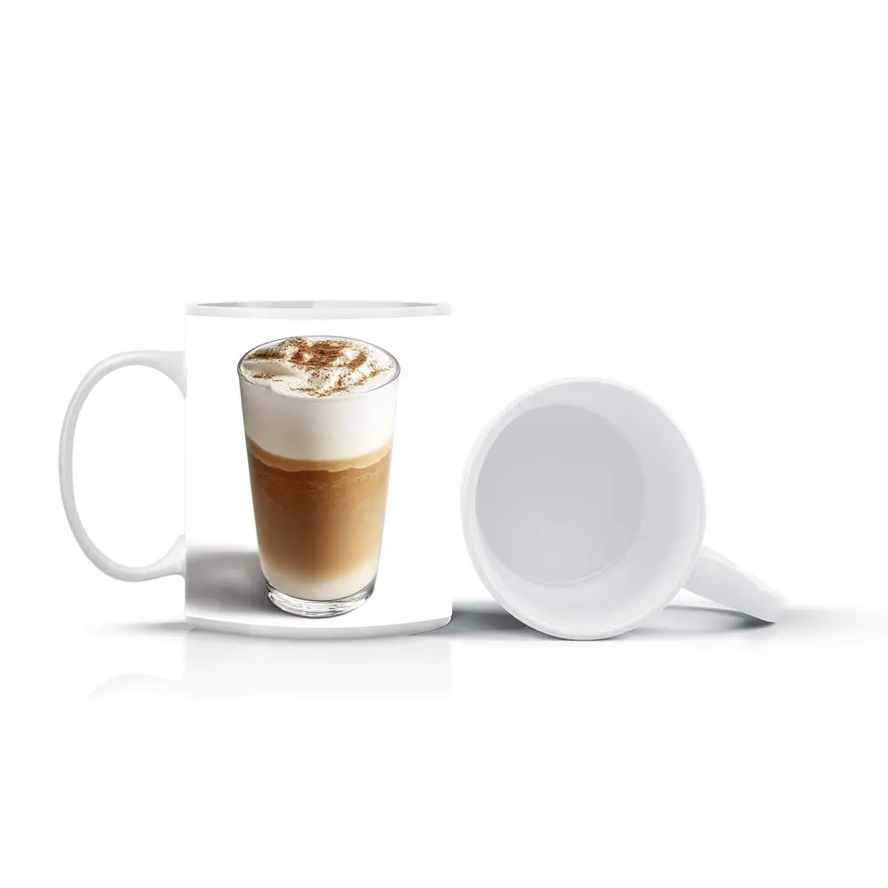 Layered Latte Coffee Drink White Background – Mugs