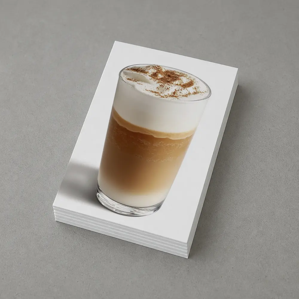 Layered Latte Coffee Drink White Background – Postcards