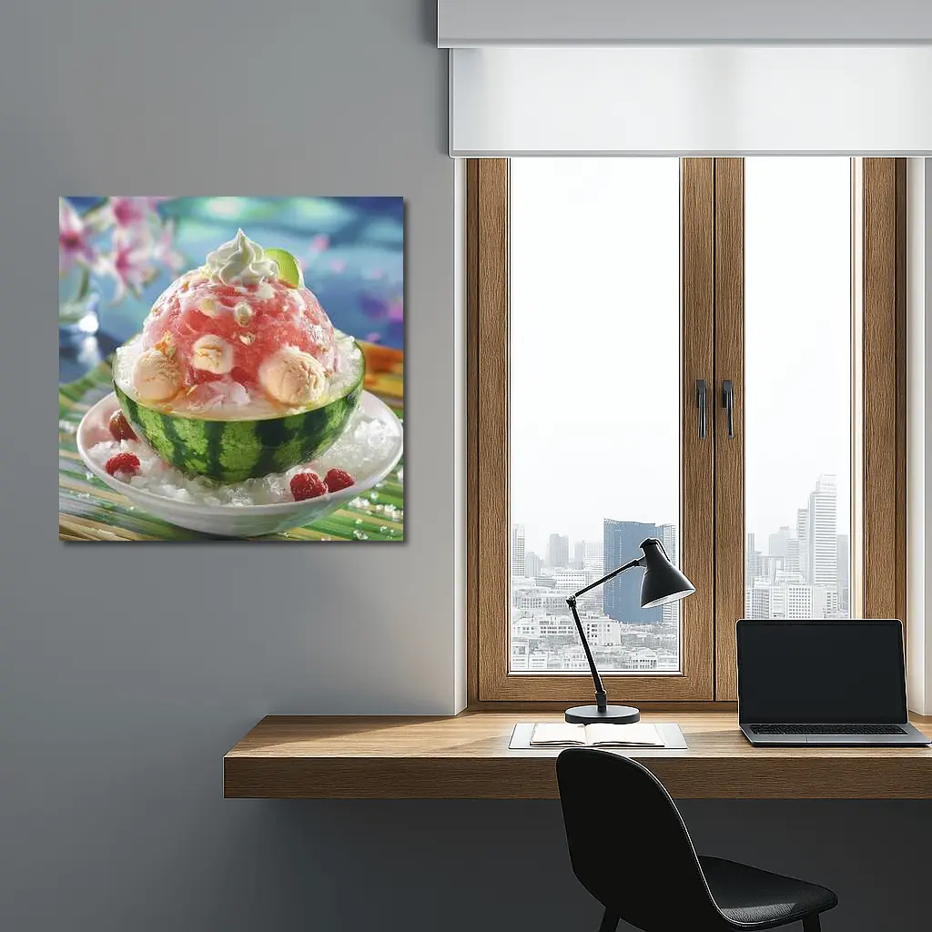 Watermelon Bingsu Shaved Ice Summer Dessert Bowl – Wall Art