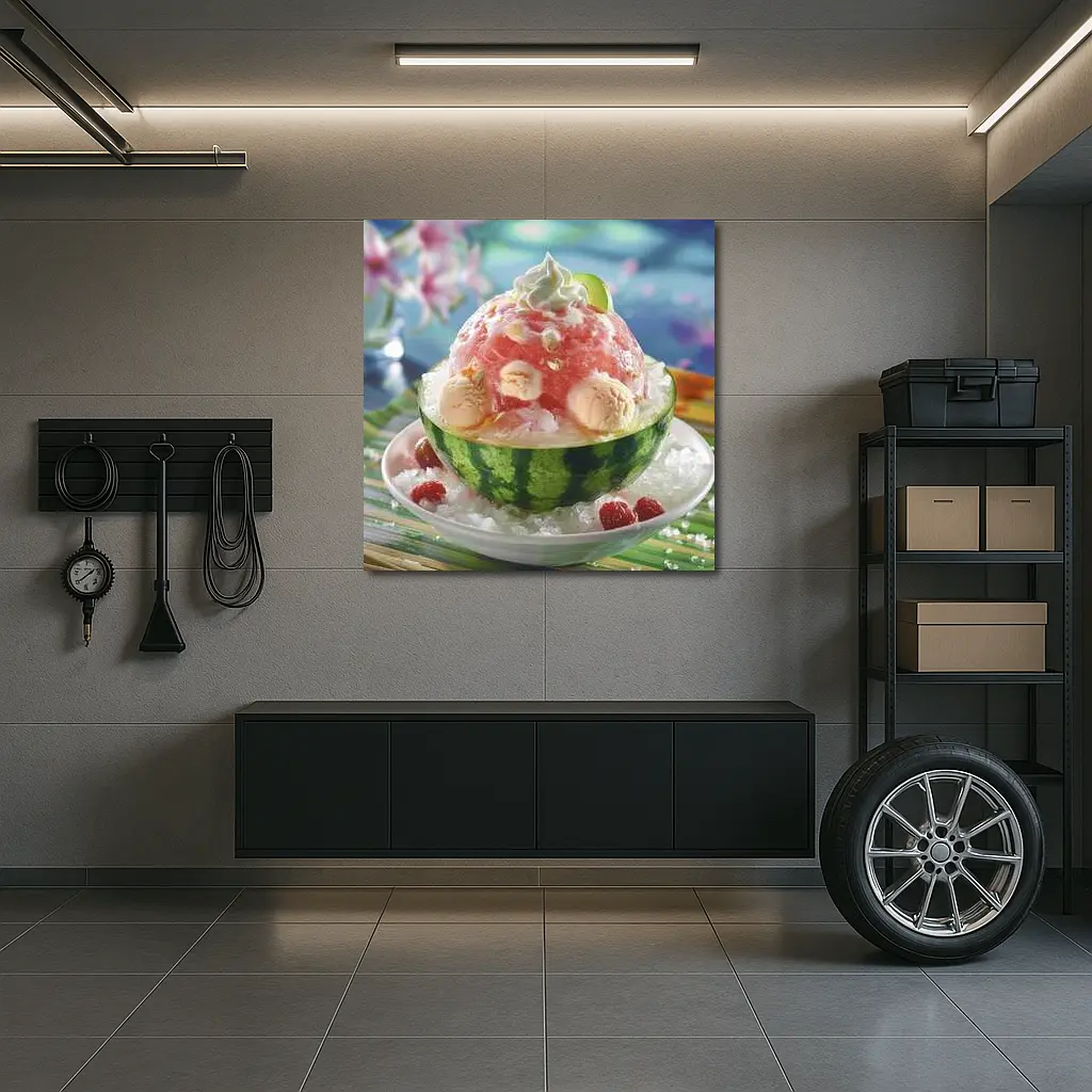 Watermelon Bingsu Shaved Ice Summer Dessert Bowl – Wall Art