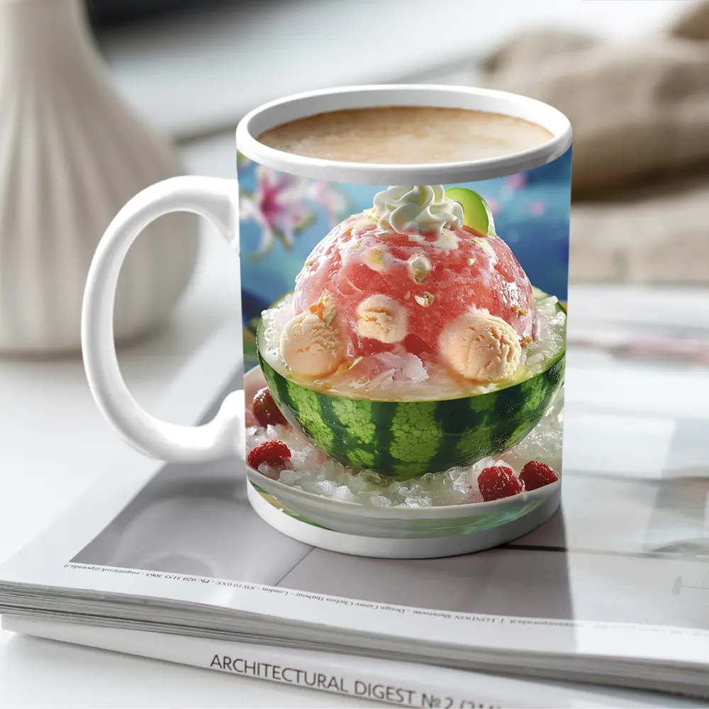 Watermelon Bingsu Shaved Ice Summer Dessert Bowl – Mugs