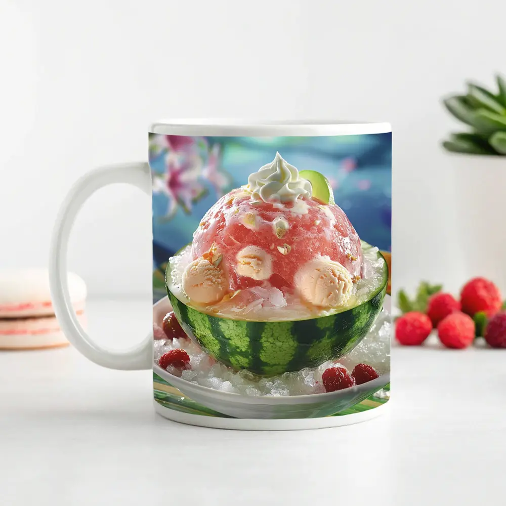 Watermelon Bingsu Shaved Ice Summer Dessert Bowl – Mugs