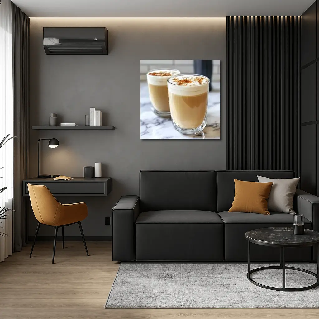 Latte Coffee Glasses With Cinnamon Foam – Wall Art