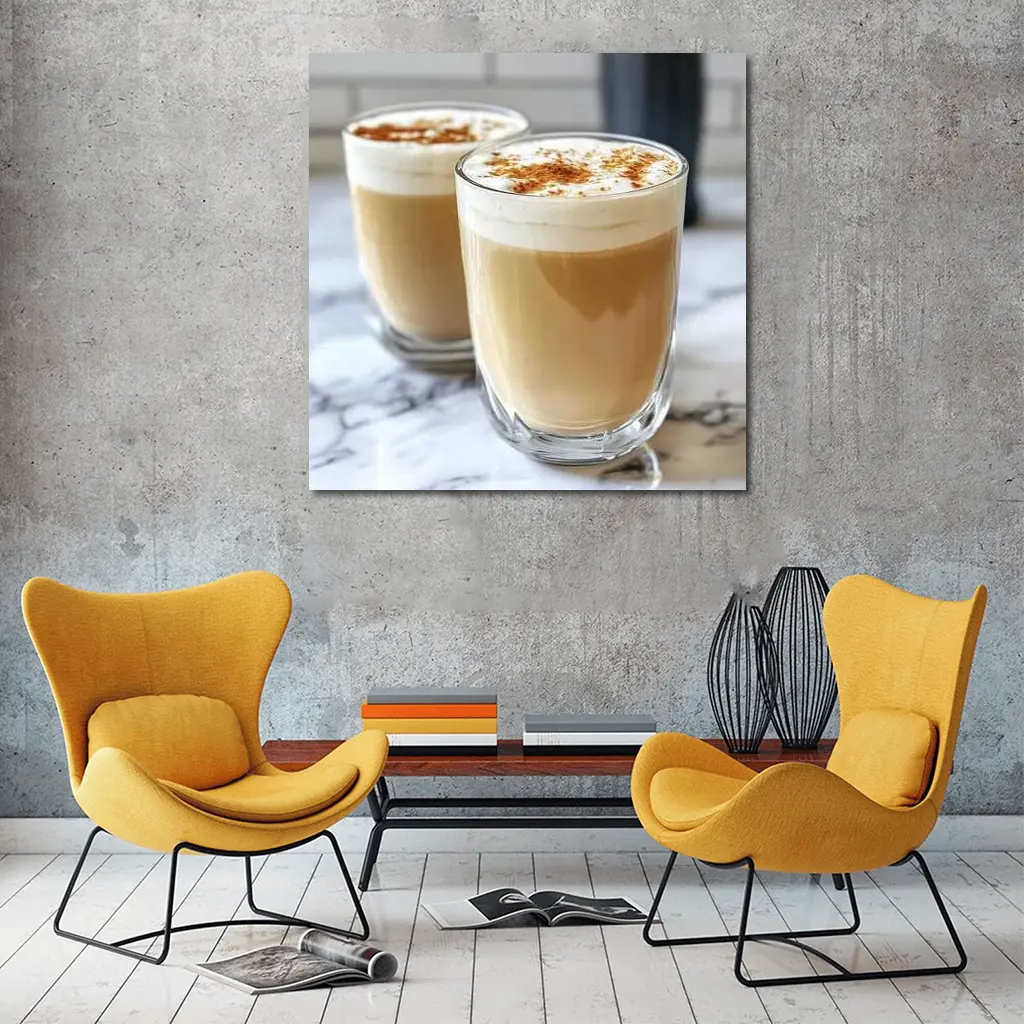 Latte Coffee Glasses With Cinnamon Foam – Wall Art