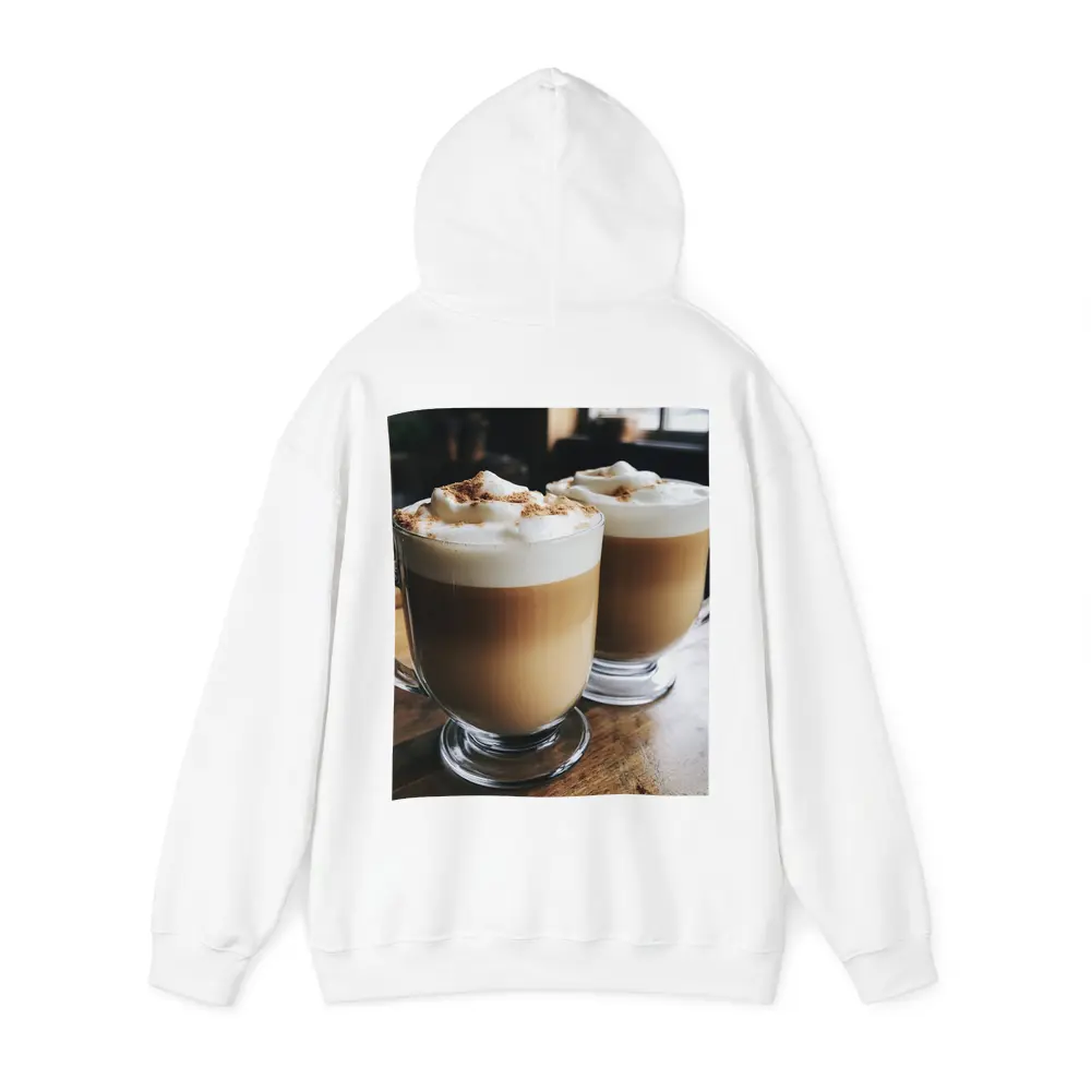 Latte Coffee Mugs on Wooden Table – Hoodies