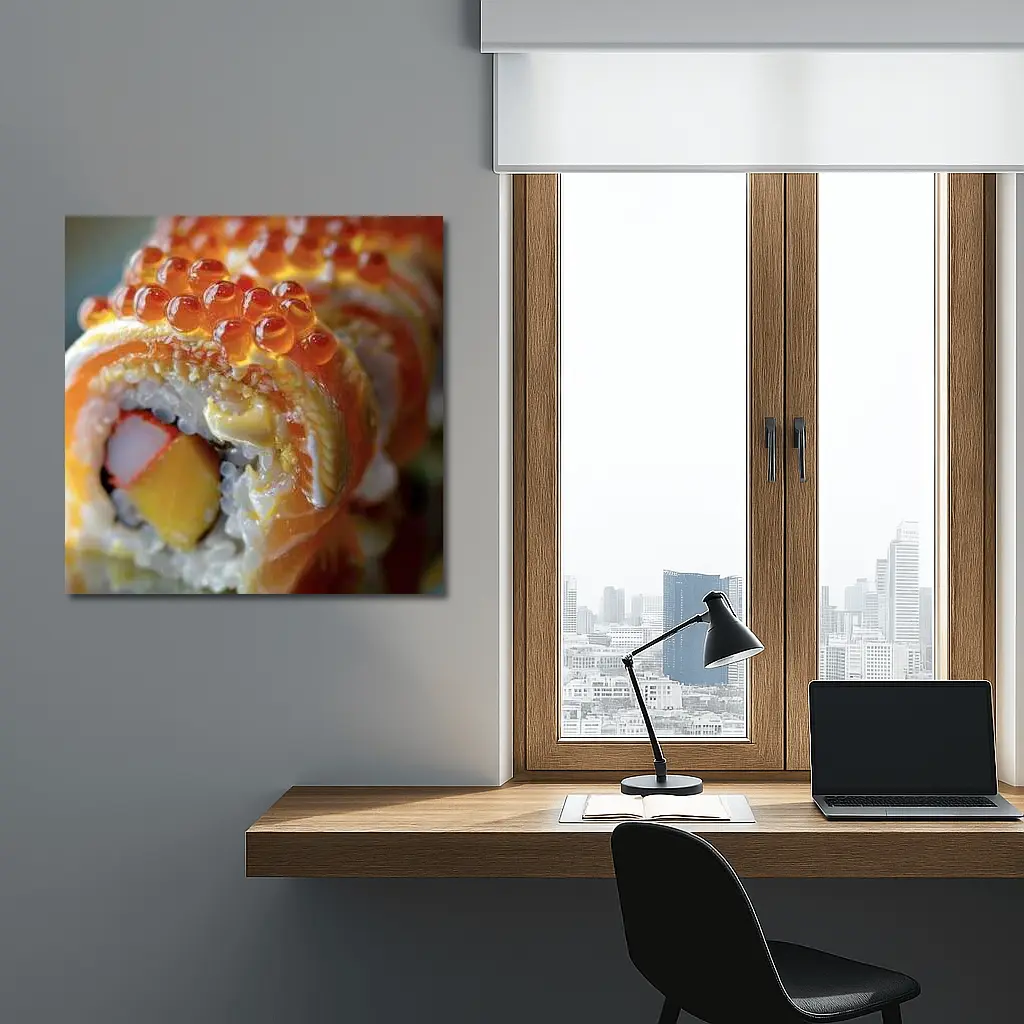Salmon Sushi Roll With Ikura Roe – Wall Art