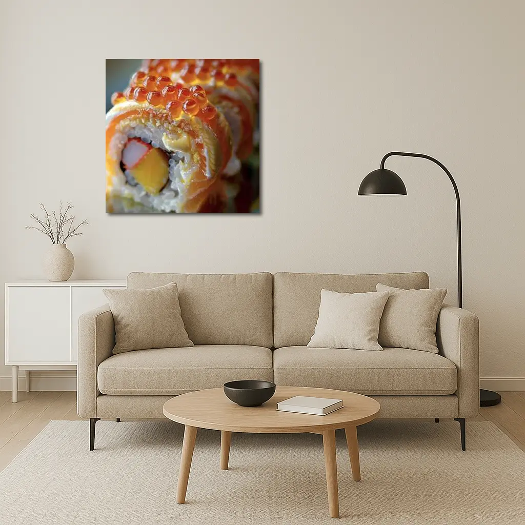 Salmon Sushi Roll With Ikura Roe – Wall Art