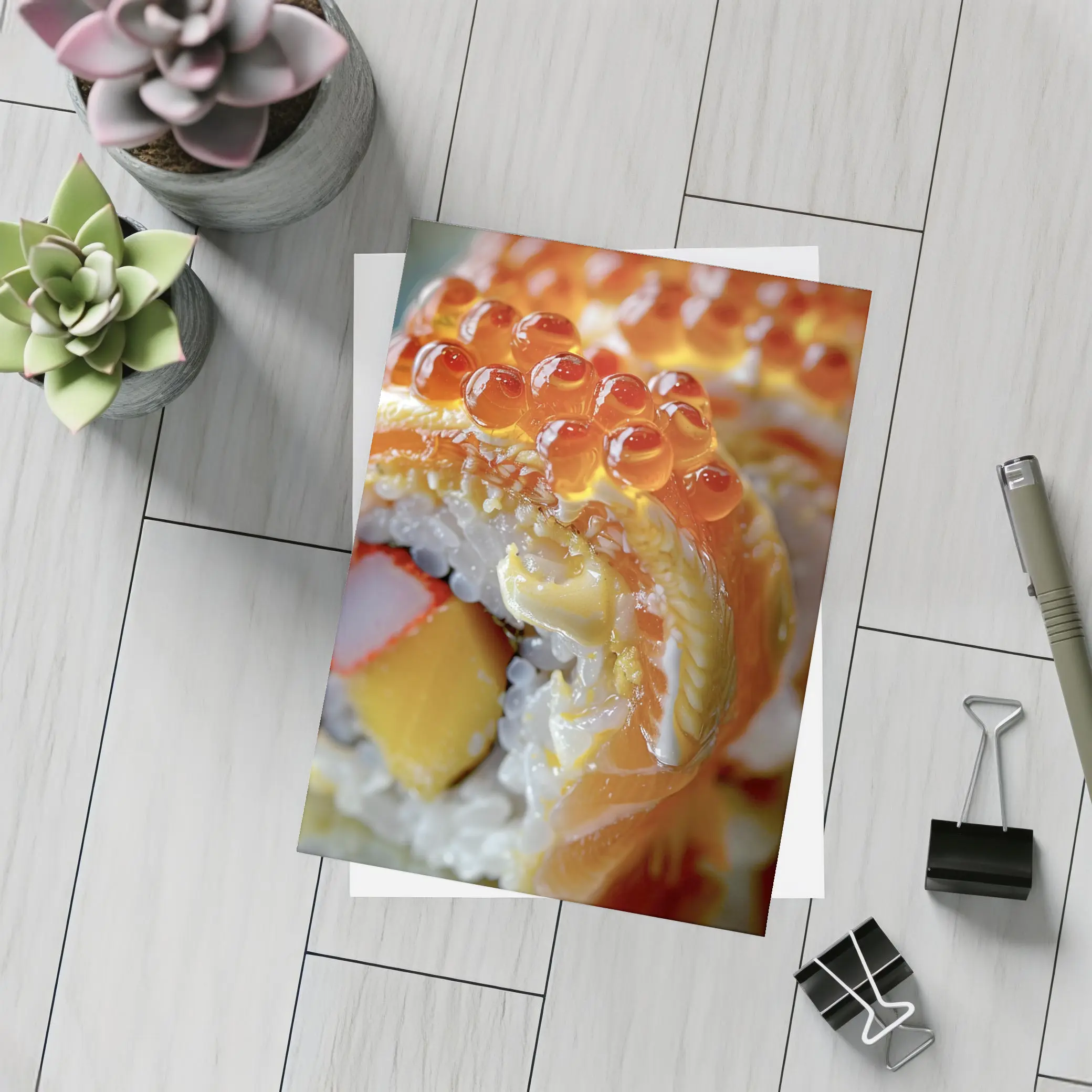 Salmon Sushi Roll With Ikura Roe – Postcards