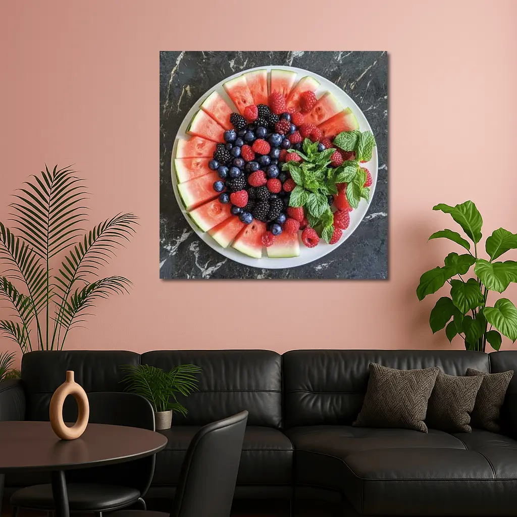 Watermelon Berry Platter With Fresh Mint – Wall Art