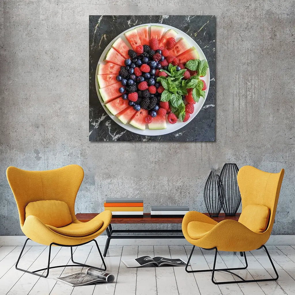 Watermelon Berry Platter With Fresh Mint – Wall Art